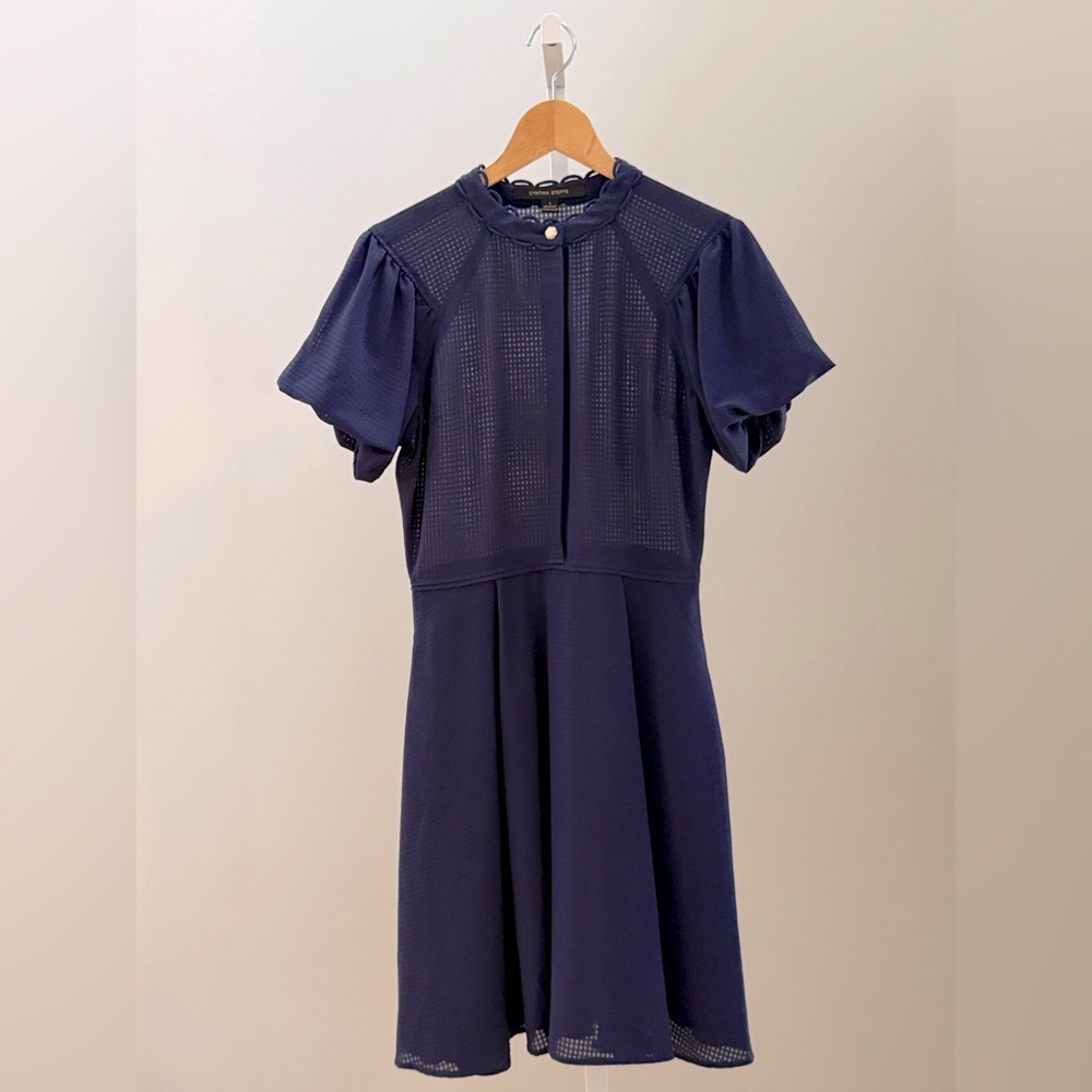 CYNTHIA STEFFE Navy Fit & Flare Short Dress Size 4